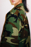 Camouflage Casual Street Print Camouflage Patchwork Boucle Turndown Collar Vêtements d'extérieur