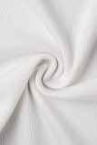 Combinaisons skinny casual patchwork col zippé blanc