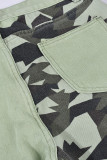 Camuflaje Casual Estampado de calle Estampado de camuflaje Patchwork Cintura alta Pantalones rectos de patchwork