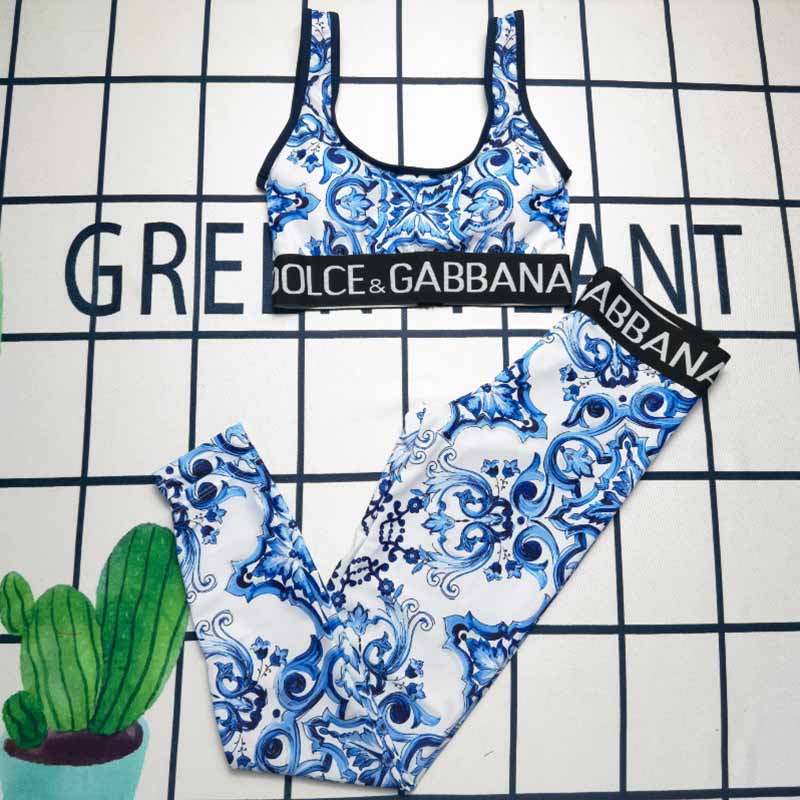 

Blue Sexy Vacation Print Letter Swimwears