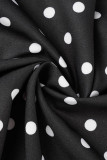 Khaki Casual Dot Print Bandage V Neck Short Sleeve Dress