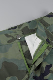 Pantalon décontracté à imprimé camouflage vert armée patchwork taille moyenne classique à imprimé complet