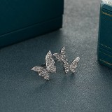 Anéis casuais de prata com strass borboleta para uso diário