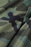 Armégrön Casual Camouflage Print Patchwork Vanlig midmidja Konventionella fulltrycksbyxor