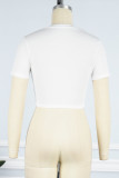 Weißes, sexy, lässiges Bandage-T-Shirt mit V-Ausschnitt