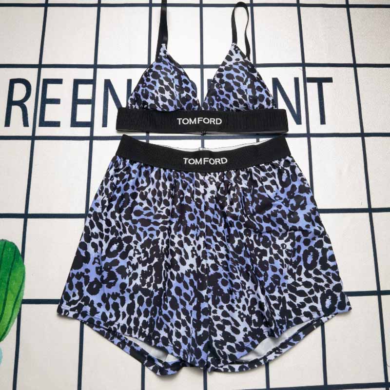 

Blue Sexy Vacation Print Letter Swimwears