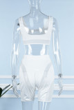 Colar assimétrico transparente branco sexy vazado com duas peças