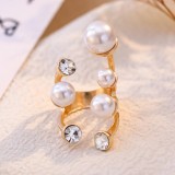 Gold Casual Daily Patchwork Pearl Rhinestone Rings