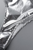 Silver Sexig Solid Patchwork Snedkrage Ärmlös två delar