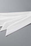 Combinaisons décontractées bandage solide patchwork volant col oblique droite blanc