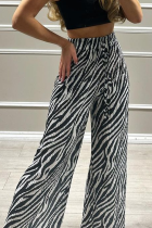 Леопардовый принт Уличный принт Пэчворк Свободные брюки с высокой талией и широкими штанинами с полным принтом