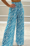 Pantaloni larghi con stampa a vita alta patchwork con stampa stradale multicolore