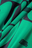 Grün Sexy Casual Print Basic U-Ausschnitt Weste Kleid Kleider