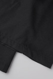 ブラック セレブリティ ソリッド パッチワーク ベルト付き ストラップレス ストレート ジャンプスーツ