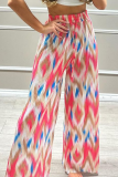 Цветной уличный принт в стиле пэчворк Свободные брюки с высокой талией и широкими штанинами с полным принтом