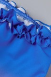 Сине-белый сексуальный повседневный комбинезон с постепенным изменением печати без бретелек без спинки