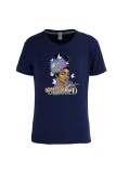 T-shirt o collo patchwork con stampa vintage blu navy Street