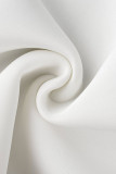 Weiße, lässige, elegante, solide Patchwork-Kleider mit O-Ausschnitt und A-Linie