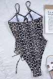 Imprimé léopard imprimé sexy pansement léopard évidé maillots de bain dos nu (avec rembourrages)