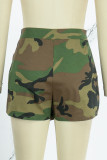 Camouflage Casual Street Print Camouflage Print Hohe Taille Gerade Volldruckhose