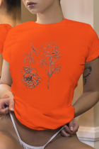 Оранжевые футболки с круглым вырезом в стиле пэчворк с уличным принтом