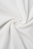 Negro blanco casual estampado patchwork hendidura cuello oblicuo manga corta dos piezas