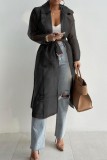 Khaki Casual Solid Cardigan Umlegekragen Oberbekleidung