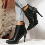 Чисто-черные повседневные лоскутные однотонные туфли с острым носком (высота каблука 3.74 дюйма)