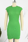 Vert Sexy Solide Patchwork O Cou Robes Jupe Crayon