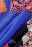 Farbe Lässiger Druck Grundlegendes Rollkragen-Kurzarmkleid Kleider in Übergröße