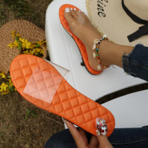 Zapatos cómodos redondos de color sólido de patchwork diario casual naranja