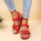 Rode casual dagelijkse uitgeholde patchwork effen kleur vismond comfortabele schoenen