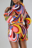 Разноцветный бинт с принтом в стиле пэчворк с длинным рукавом из двух частей
