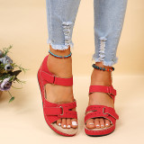 Rode casual dagelijkse uitgeholde patchwork effen kleur vismond comfortabele schoenen