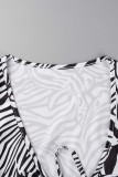 Zebra Sexy Print Bandage V-Ausschnitt Tops