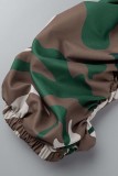 Brun Casual Camouflage Print Patchwork Vanlig hög midja Konventionella heltrycksbottnar