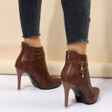 Brown Casual Patchwork Solid Color Pointed Out Door Shoes (Heel Height 3.74in)