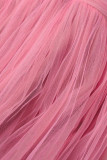Robes de grande taille rose mode solide fente col en V