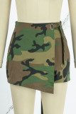 Camouflage Casual Street Print Camouflage Print High Waist Straight Full Print Bottoms