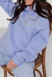 Light Blue Casual Solid Hot Drilling Backless Hooded Collar Tops