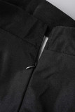 Nero Casual Street Stampa a righe Patchwork Vita alta Tipo A Pantaloni con stampa di posizionamento (senza cintura)