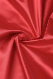 Robes jupe enveloppée sans bretelles rouges sexy à pompon solide évidé