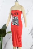 Черное сексуальное платье с принтом в стиле пэчворк без бретелек Платья с принтом