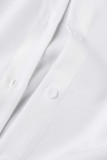 ブラック カジュアル ソリッド パッチワーク シャツカラー 長袖 ツーピース