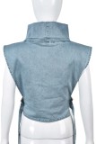 Babyblauw Casual Solide Patchwork Coltrui Tops