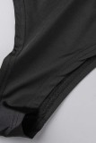 Vestido sin mangas con tirantes de espagueti sin espalda transparente con perforación en caliente de patchwork sexy negro Vestidos