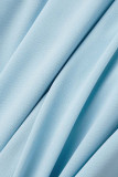 Babyblauw Sexy Solid Patchwork Volant O-hals Rechte jumpsuits