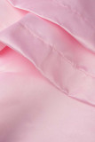 Vestidos de falda de pastel de correa de espagueti de patchwork sólido dulce rosa