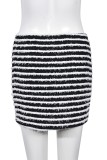 Black Sexy Casual Striped Patchwork Skinny High Waist Conventional Patchwork Skirt