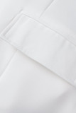Vestidos de terno branco casual sólido patchwork com gola virada para trás